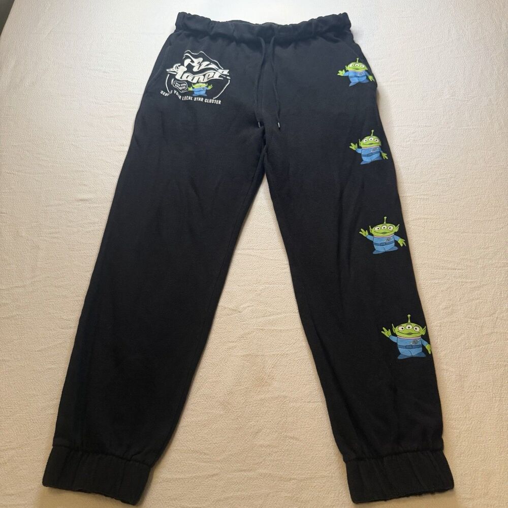 Toy Story Disney/Pixar ALIENS Pizza Planet Black Sweatpants Women's Size Large